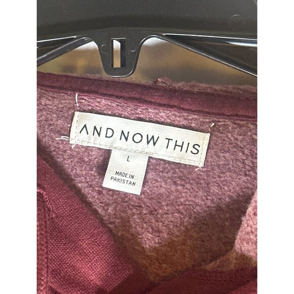And Now This Mens Fleece Pullover Hoodie, Maroon, Size L, NWT - Picture 3 of 5